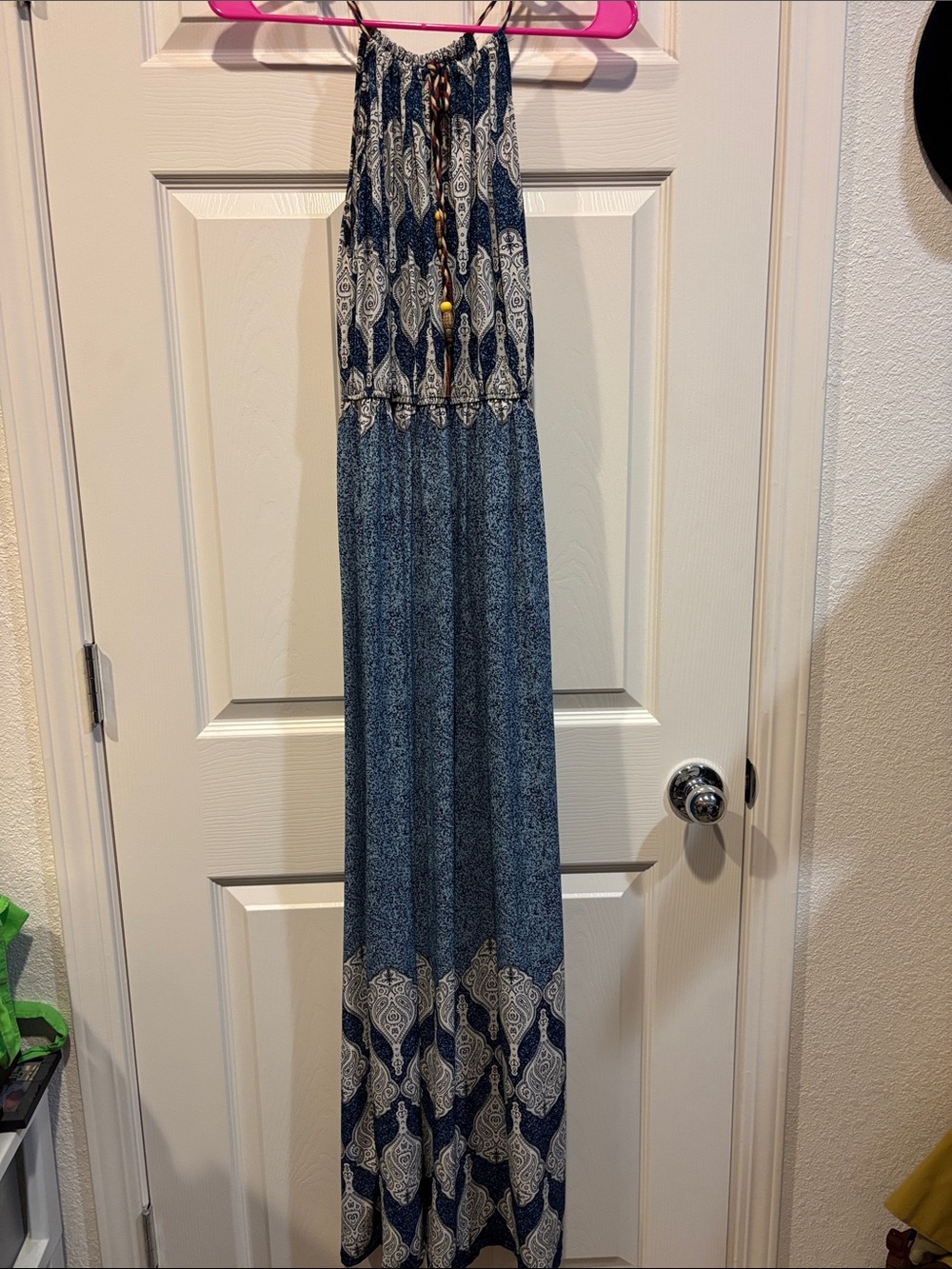 Blue boho Strapless Maxi Dress